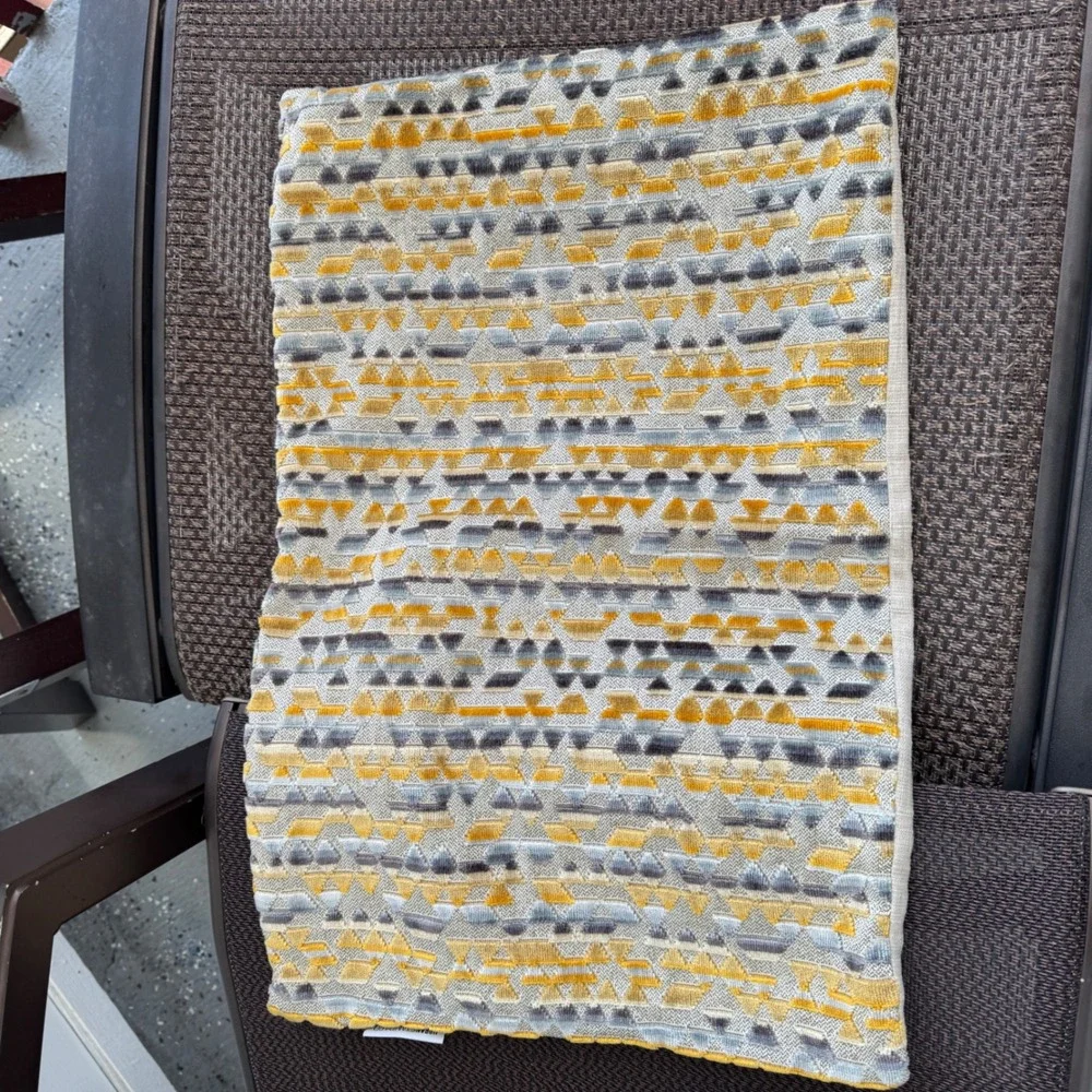 Urban Standard Pillow Cover 22x15 Mustard Yellow Grey Geometric MCM Chenille